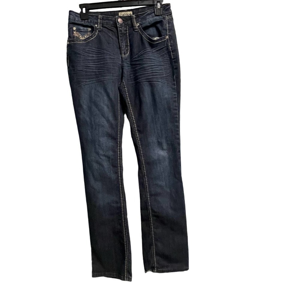 Earl Jeans Sz 4 Embellished Flap Pockets Jeans y2K Dark Wash
